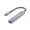 USB-C šakotuvas Tellur TLL321051 — aliuminis, 4 prievadai, pilkas