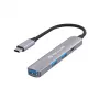 USB-C šakotuvas Tellur TLL321051 — aliuminis, 4 prievadai, pilkas
