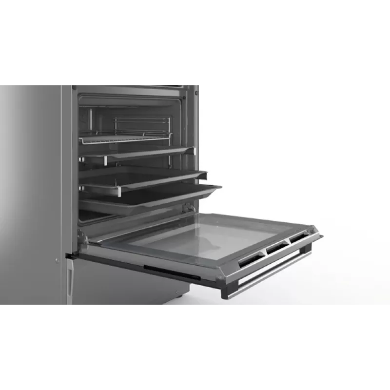 Bosch Viryklė HLS79Y351U 6 serija, kaitlentės tipas: indukcinė, orkaitės tipas: elektrinė, nerūdijantis plienas, plotis 60 cm, grilis, LCD, 63 L, gylis 60 cm