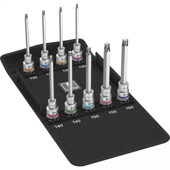 Wera 8767 C TORX HF 3 Zyklop 1/2 colio TORX antgalių su laikikliu rinkinys, 9 vnt.