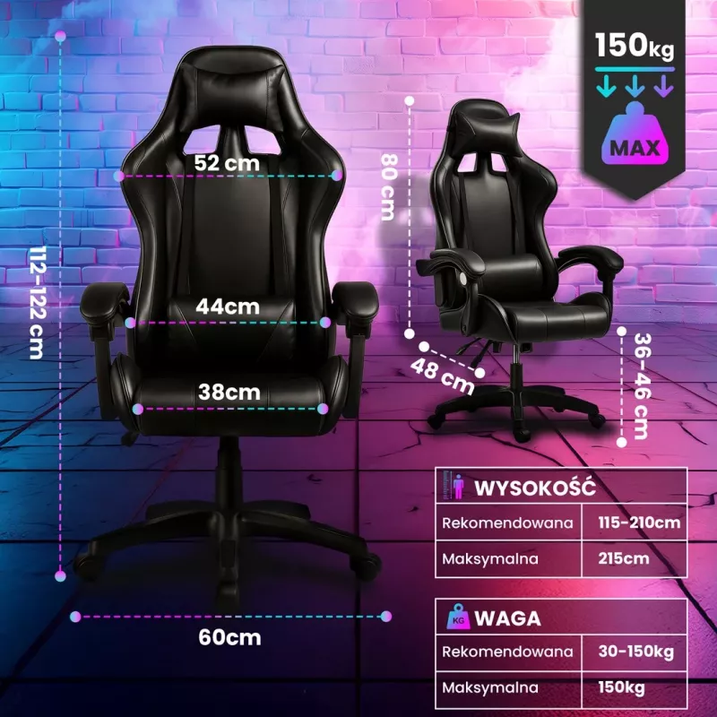 Extralink Gaming | Žaidimų kėdė | biuro, sukiojama, kaušo formos, juoda, G-524