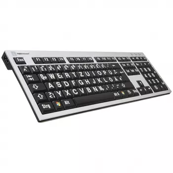 Klaviatūra Logickeyboard XLPrint Office USB QWERTZ vokiška aliumininė juoda