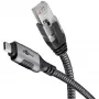 Ethernet laidas USB-C 3.2 Gen2 kištukas > RJ-45 kištukas, LAN adapteris juoda/sidabrinė, 2 metrai, pintas tekstilinis apvalkalas