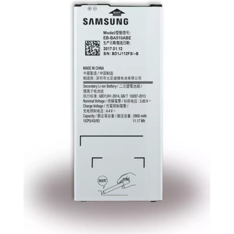 Samsung EB-BA510ABE 2900 mAh Li-Ion baterija, skirta Galaxy A5 (2016), OEM pakuotė (EB-BA510ABEGWW)