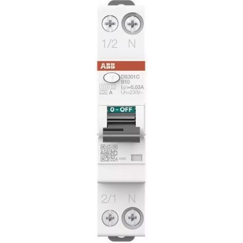 ABB DS301CA-B10/0,03 RCBO jungiklis 6kA 1P+N A tipas B10 30mA (2CSR255163R1105)