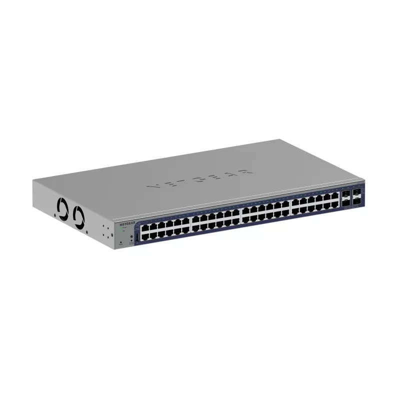 Valdomas Gigabit Ethernet komutatorius Netgear GS752TX, 48x RJ-45 10/100/1000, 10G palaikymas, 1U stovas, pilkas