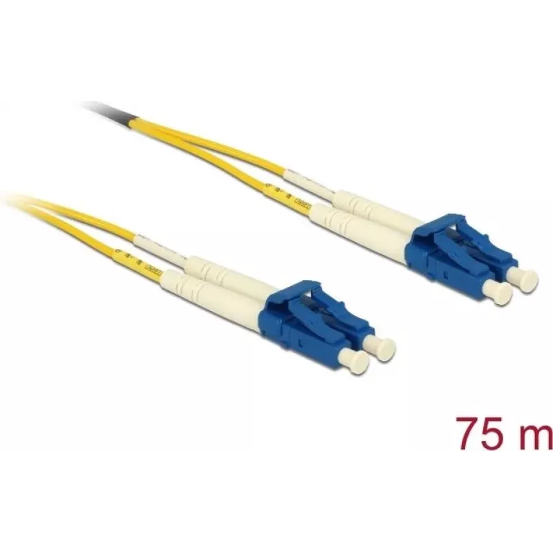 DELOCK InfiniBand / šviesolaidinis kabelis 75 m OS2 2x LC į 2x LC, 9 µm, geltonas/mėlynas