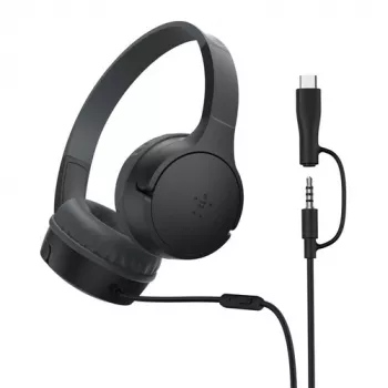 Belkin SoundForm laidinės ant ausies dedamos ausinės vaikams, juodos.AUD010hqBK