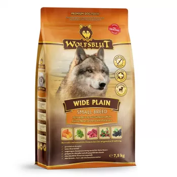 Sausas šunų maistas Wolfsblut Wide Plain Small Breeds — Arklena ir batatai, 7,5 kg, be grūdų, 26% baltymų