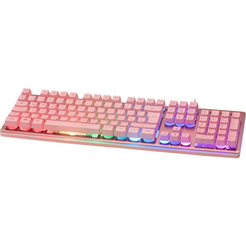 Deltaco GAM-021-RGB-P-DE - pilno dydžio (100%) - USB - membraniniai klavišai - QWERTZ - Rožinė