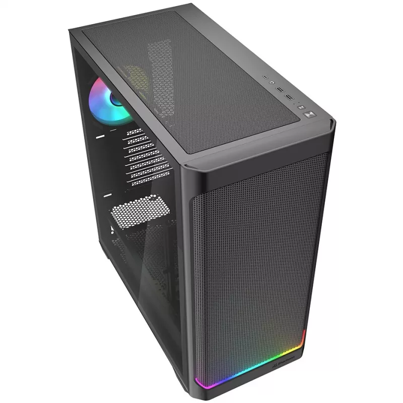 PC korpusas Sharkoon AK4W RGB Strip Midi Tower juodas