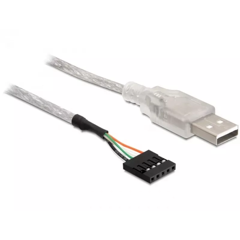 USB 2.0-A laidas su vidine jungtimi, DELOCK 83078, sidabrinis