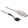 USB 2.0-A laidas su vidine jungtimi, DELOCK 83078, sidabrinis