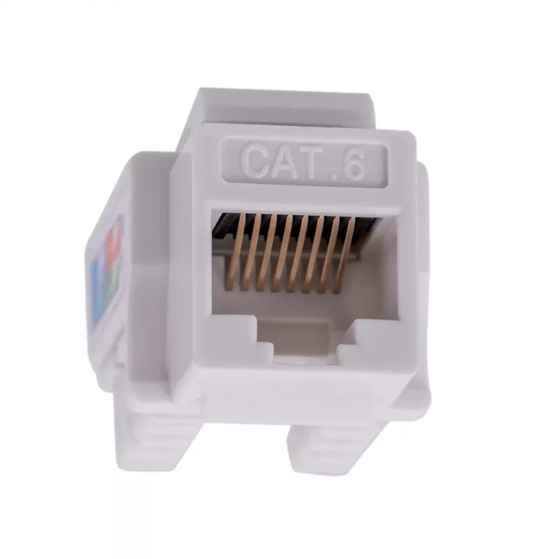 Keystone modulis LANBERG KSU6-1090, Cat6 U/UTP plokščias, RJ-45 vyriškas į LSA moterišką, AWG 22/26, 14.5×16.1 mm, baltas