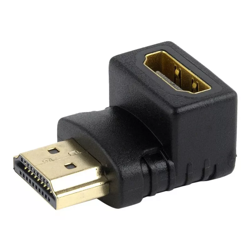 HDMI jungčių adapteris GEMBIRD A-HDMI90-FML, HDMI į HDMI, stačiakampis 90° adapteris, juodas