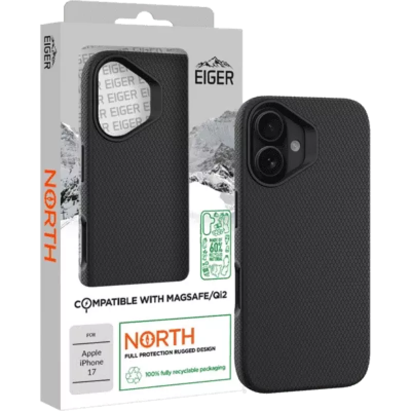 Apsauginis kietas dėklas Eiger EGCA00900 iš polikarbonato, atsparus kritimui iki 4 m, su MagSafe, skirtas iPhone 17