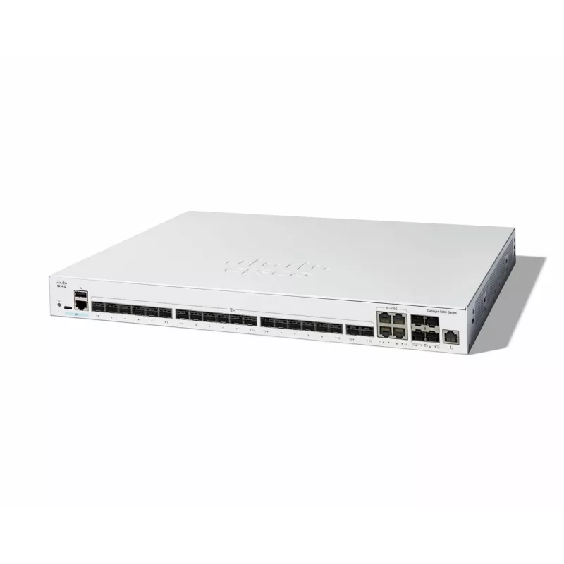 Tinklo komutatorius Cisco Catalyst C1300-24XS valdomas L2/L3, 480 Gbit/s komutavimo talpa, RJ-45/USB-C konsolė, 16 000 MAC lentelė, pilkas, 4,15 kg