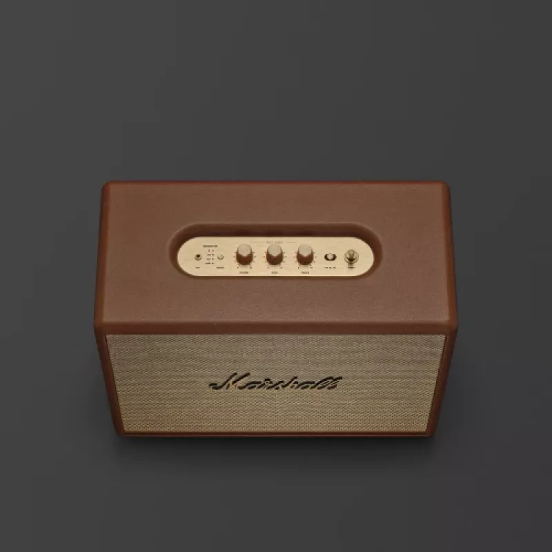 Belaidis garsiakalbis MARSHALL Woburn III Brown — kelių kambarių, Bluetooth, Wi‑Fi, analoginiai įėjimai