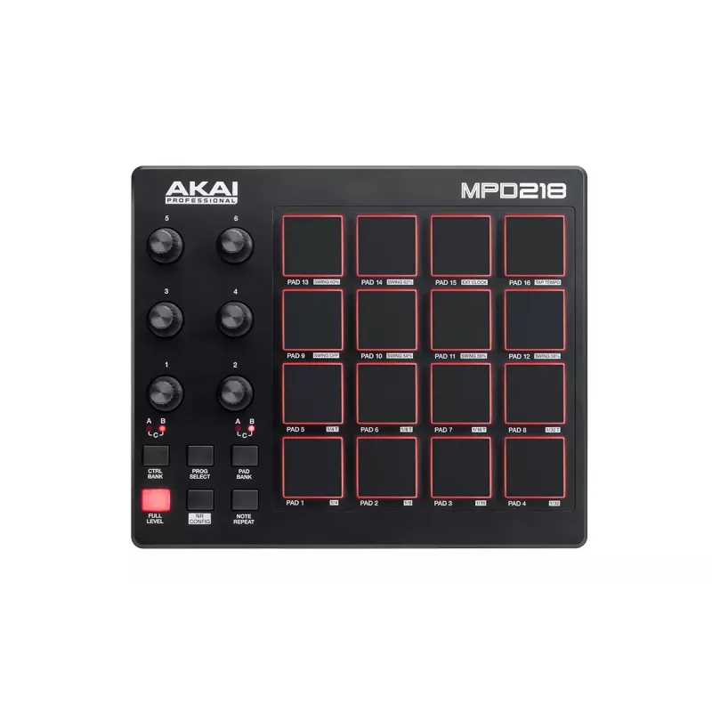 Audio maišytuvas Akai MPD218 juodas 16 pagalvėlių USB MIDI valdiklis