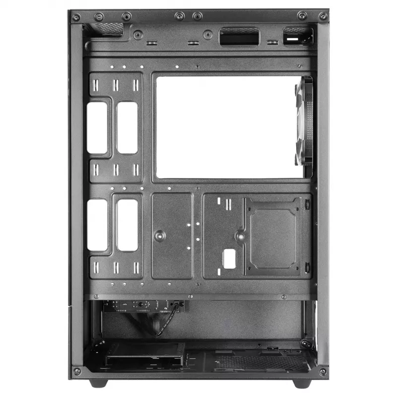 PC korpusas TACENS Mars Gaming MC-XO Midi bokštas Juodas — ATX/Micro-ATX/Mini-ITX, maitinimo šaltinis apačioje, 1×120 mm galinis ventiliatorius, palaiko iki 328 mm GPU
