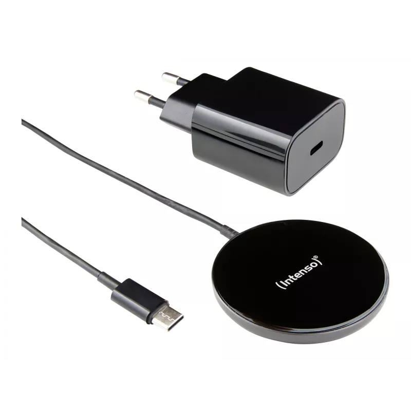 Intenso MB1 belaidis įkroviklis išmaniesiems telefonams, juodas, USB, belaidis, greitasis įkrovimas