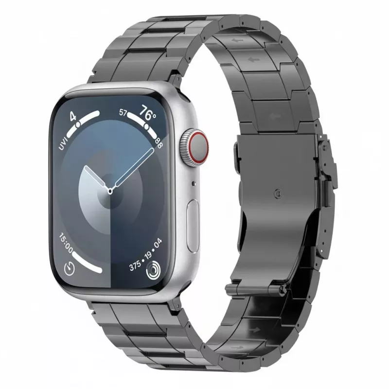 GUAN Premium Watch Strap, skirta Apple Watch, juoda/pilka, 44mm, 45mm, 42mm (Series 1/2/3), 49mm, 46mm, GA-MAG-BNDA-P-BGL