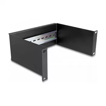 Stovo bėgelis DeLOCK 10 colių DIN bėgelio panelė 2U juoda Metalinė 180 mm