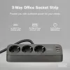 Maitinimo šakotuvas DIGITUS 3 lizdų su 2×USB-A ir 1×USB-C, 3 kintamosios srovės lizdai Tipas E/F, 1,5 m laidas, juodas