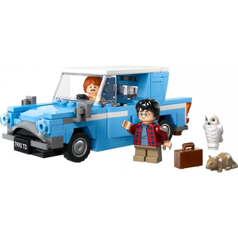 LEGO Harry Potter Skraidantis Ford Anglia automobilio žaislas 7 metų ir vyresniems vaikams, berniukams ir mergaitėms, pastatomas modelis su Roniu Vizliu minifigūrėle ir Hedviga
