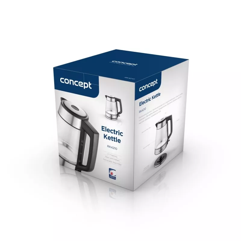 Elektrinis stiklinis virdulys Concept Solution RK4210 1,7 l, belaidė bazė, nerūdijančio plieno kaitinimo elementas