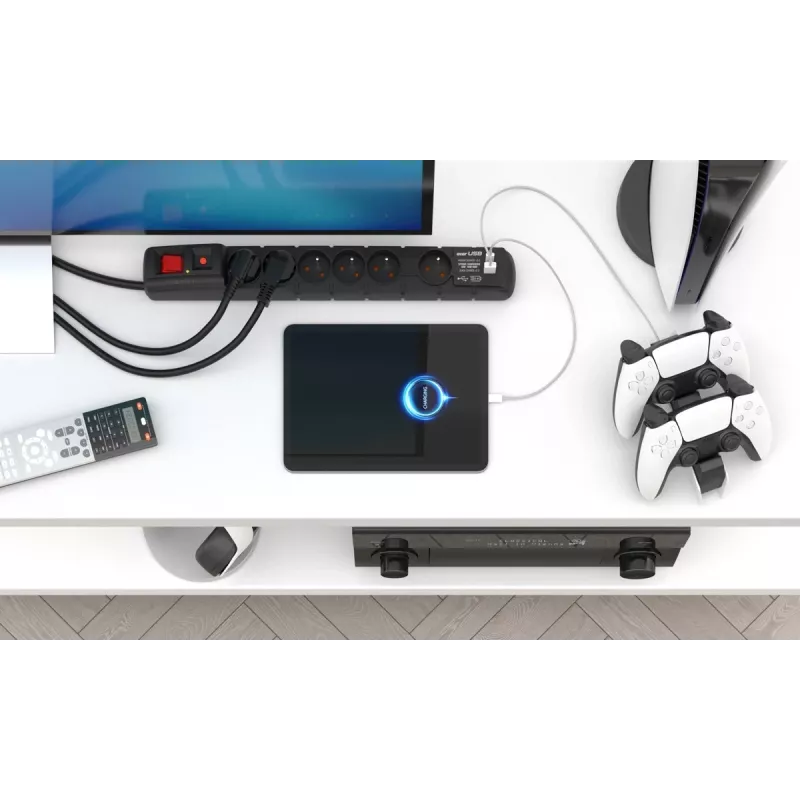 Apsauga nuo viršįtampių ACAR W2436 juoda 6 AC lizdai 230V 1,5m