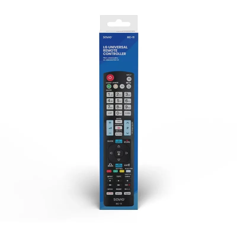 SAVIO RC-11 infraraudonųjų spindulių nuotolinio valdymo pultas LG televizoriams, juodas, veikimo nuotolis 10 m, palaiko 1 įrenginį