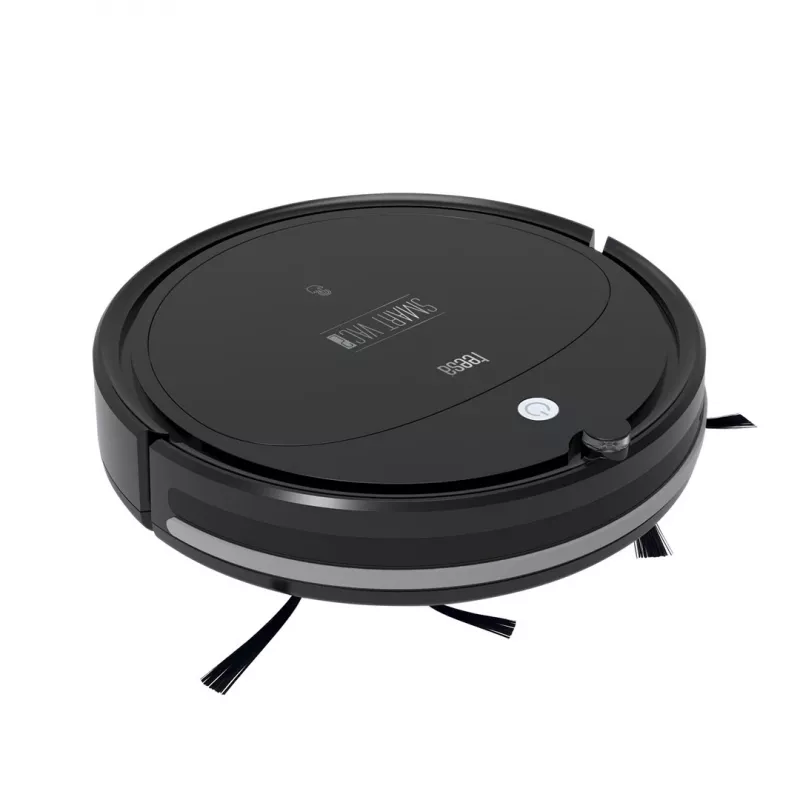 Robot vacuumeris TEESA Smart VAC 2 — apvalus, juodas, 1000 Pa siurbimo galia, 9,6 V/2000 mAh Li baterija, 0,2 L dulkių talpykla, Wi‑Fi, automatinis grįžimas