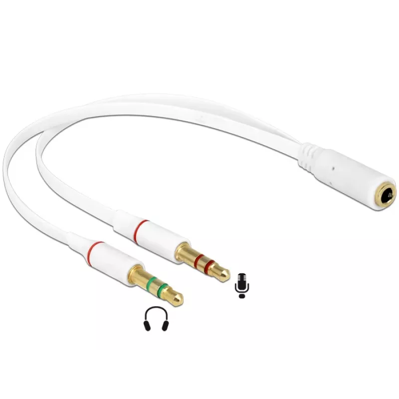 Audio kabelis DeLOCK 65585 0,2 m 2x 3,5 mm kištukas į 3,5 mm lizdą baltas