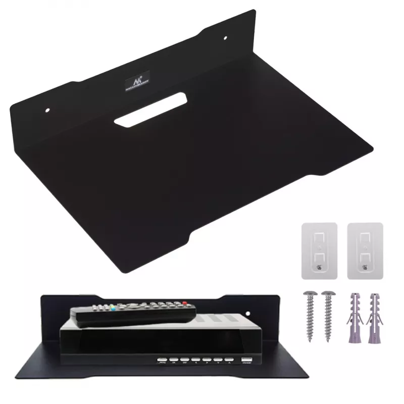 Wall shelf for decoder MACLEAN MC-122, steel, Juoda, max load 5 kg, hole spacing 219 mm