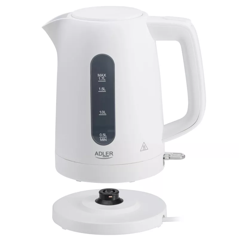 Elektrinis virdulys Adler AD 1379w — 1,7 L, iki 2200 W, baltas, 360° pasukamas pagrindas, polipropilenas