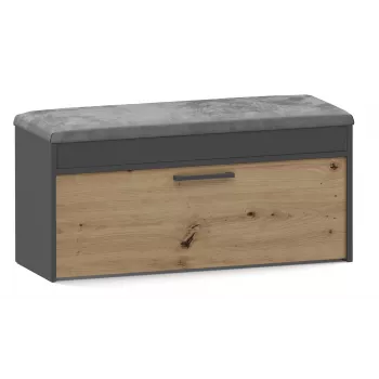 Uždara batų spintelė Top e Shop PARMA — antracitas ir ąžuolas, medžio drožlių plokštė, 1000×490×350 mm