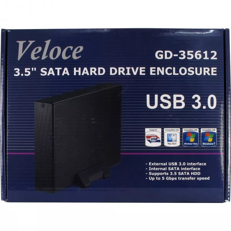 Inter-Tech Veloce GD-35612 - Išorinis kietojo disko korpusas - 3,5 colio (8,9 cm) - SATA 3Gb/s - USB 3.0