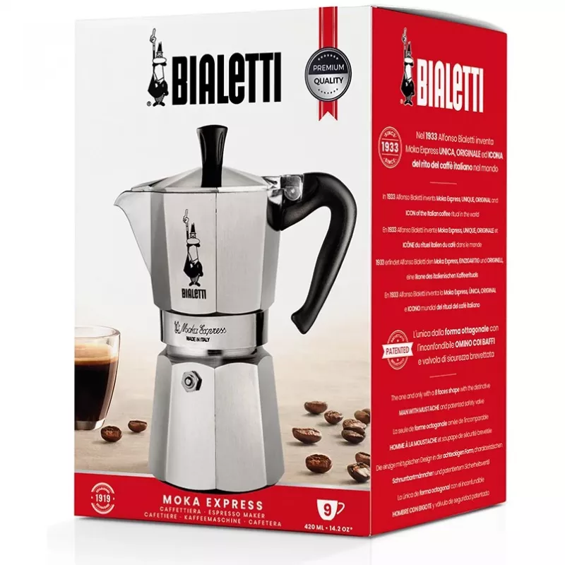 Bialetti Moka Express moka puodas 0,55 L juodos, sidabrinės spalvos