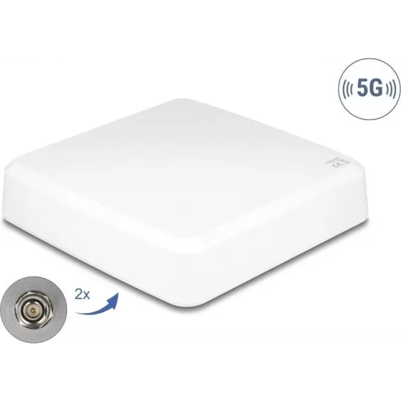 Kryptinė lauko antena DELOCK 81467 — 5G, 2× N jungtys, balta