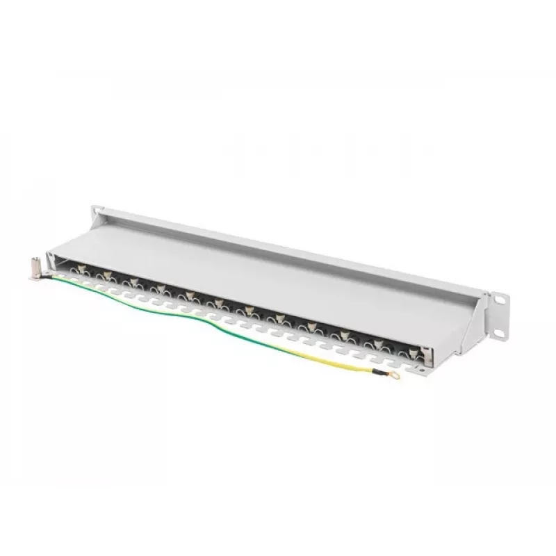 Patch panel 1U LANBERG PPS7-1024-S — 24 prievadų, Cat7, F/UTP, metalinis, 1U (445×102×44,5 mm)