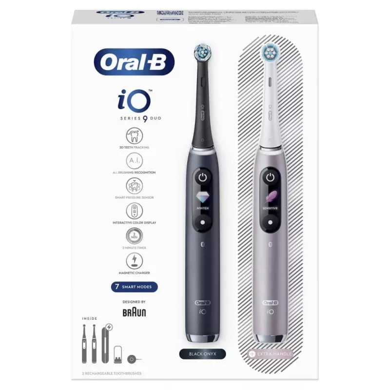 Dantų šepetėlis Oral-B iO Series 9 Duo 2 vnt. Juoda Onyx/Rose Quartz