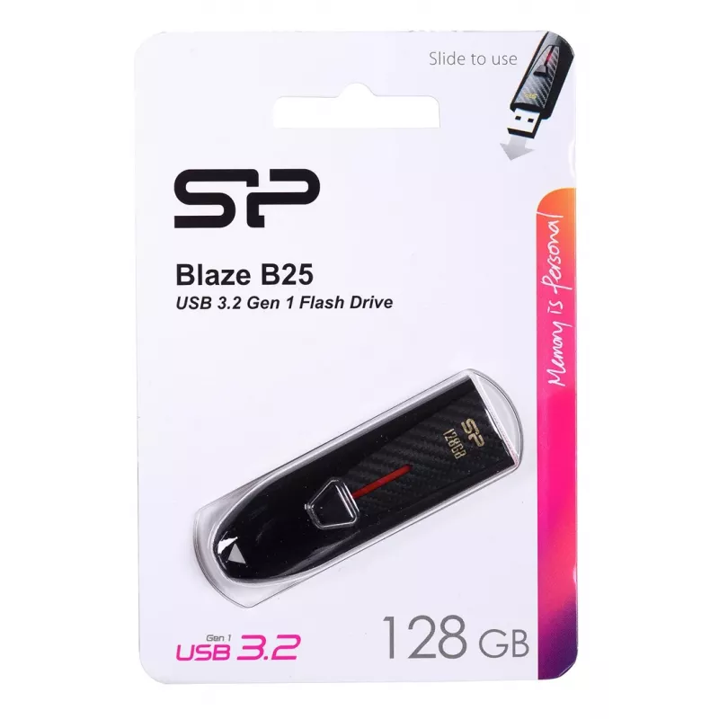 Silicon Power Blaze B25 USB atmintinė 128 GB USB Type-A 3.2 Gen 1 (3.1 Gen 1) juoda