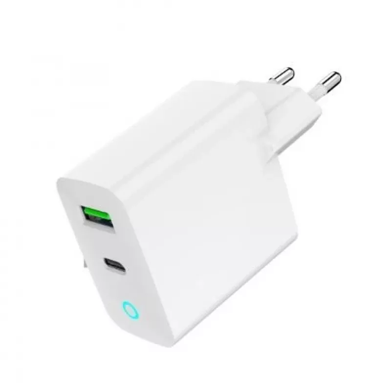Alimentator Retea 220V GEMBIRD, Universalus, 1 X USB Type-C D 20W, 1 X USB-A 3.0 QC 18W, LED indikatorius, balta