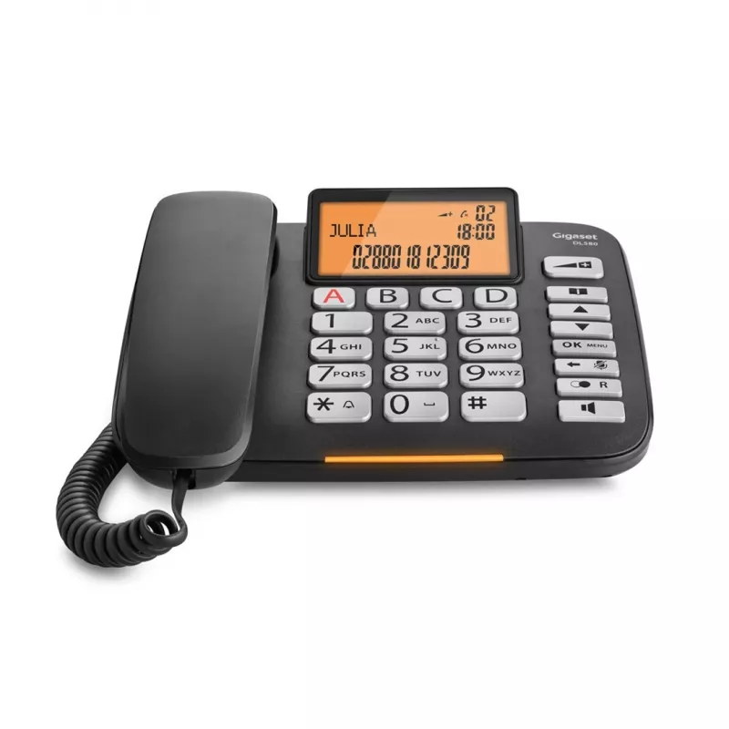 Gigaset DL580 Analoginis telefonas su skambintojo ID, juodas