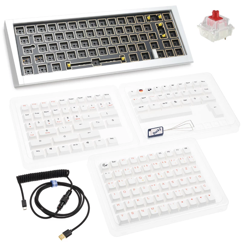 Ducky Outlaw 65 klaviatūra universali USB sidabrinė mechaninė RGB LED