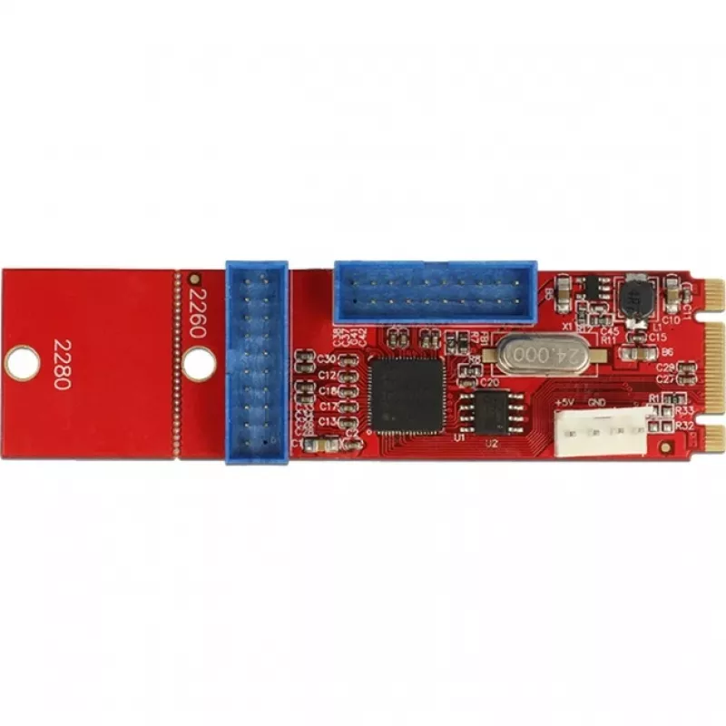 Delock Converter M.2 Key B+M vyriškas > 2 x USB3.0 kaiščių jungtis - USB adapteris - M.2 kortelė - USB3.0 (vidinis) x 2 (62843)