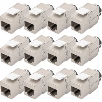 Keystone modulis DIGITUS CAT 6A ekranuotas su išmaniuoju kabelių tvarkikliu, plokščias RJ-45, 14,5×34,5×21 mm — 12 vnt.