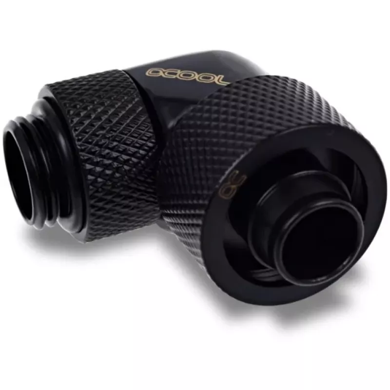 Eiszapfen 16/10mm Įsukama Jungtis 90° Pasukama G1/4, juoda jungtis, minkštiems vamzdeliams (PVC, Silikonas, Neoprenas)