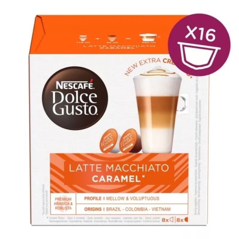Nescafe Dolce Gusto karamelės latte macchiato kava, 16 kapsulių
